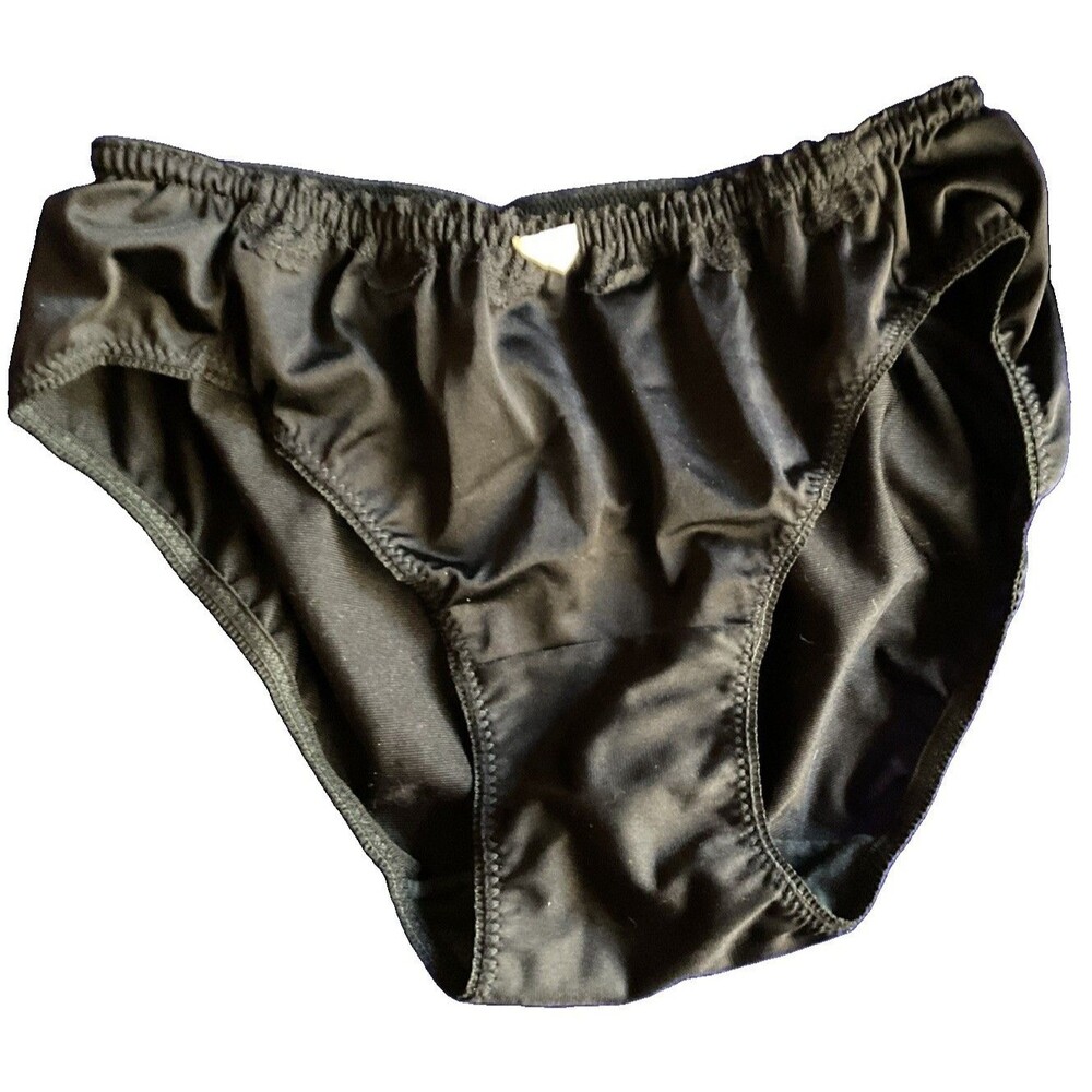 VTG 60’s Maidenform Panties Bikini W/lace Small Black SECOND SKINSATIN